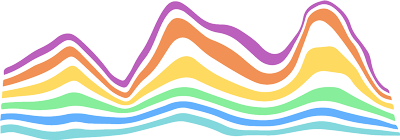 grafismos como linhas corridas irregulares, feito com cores roxo, laranja, amarelo, verde, azul e cyan